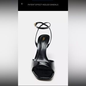 Zara Glossy Black Heeled Sandals